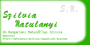 szilvia matulanyi business card